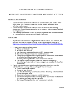 GUIDELINES FOR ANNUAL REPORTING OF ASSESSMENT ACTIVITIES