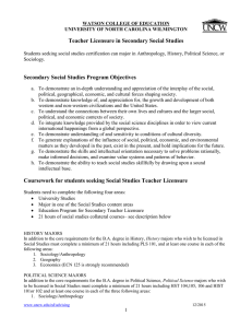 Teacher Licensure in Secondary Social Studies