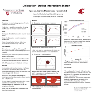 Dislocation- Defect Interactions in Iron Ngoc Le, Ioannis Mastorakos, Hussein Zbib Results Objectives