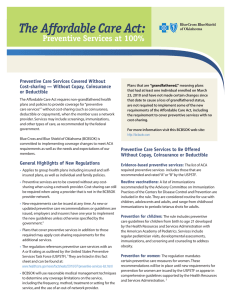 The Affordable Care Act: Preventive Services at 100%