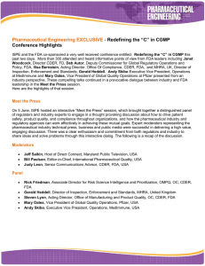 Pharmaceutical Engineering EXCLUSIVE - Redefining the “C” in CGMP Conference Highlights
