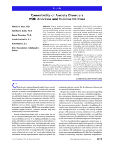 Comorbidity of Anxiety Disorders With Anorexia and Bulimia Nervosa Article