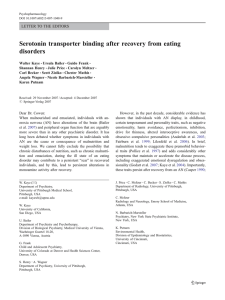 Serotonin transporter binding after recovery from eating disorders LETTER TO THE EDITORS
