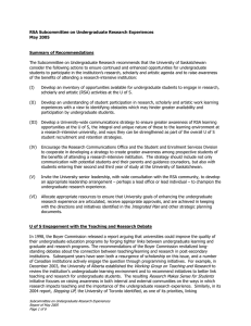 RSA Subcommittee on Undergraduate Research Experiences May 2005  Summary of Recommendations