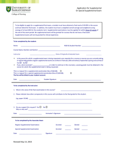 Application for Supplemental Or Special Supplemental Exam