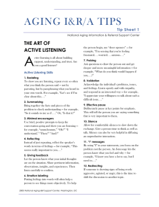 A AGING I&amp;R/A TIPS THE ART OF ACTIVE LISTENING
