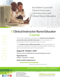 Course Clinical Instructor Nurse Educator An Online Course for Clinical Instructors,