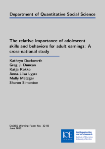 Department of Quantitative Social Science The relative importance of adolescent