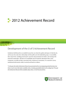 2012 Achievement Record Development of the U of S Achievement Record