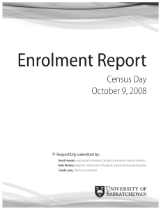 Enrolment Report Census Day October 9, 2008
