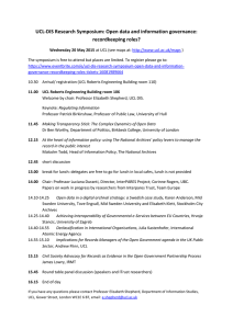 UCL-DIS Research Symposium: Open data and information governance: recordkeeping roles?