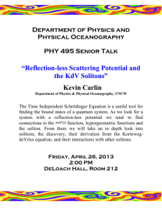 “Reflection-less Scattering Potential and the KdV Solitons” Kevin Carlin Department of Physics and