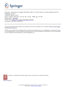 Formative Assessment in Higher Education: Moves Towards Theory and the... Pedagogic Practice
