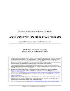 ASSESSMENT ON OUR OWN TERMS N A S