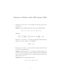 Solutions to Midterm, Math 4200, Summer 2009