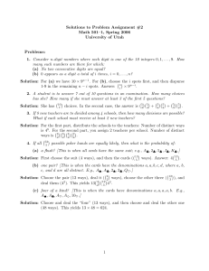 Solutions to Problem Assignment #2 Math 501–1, Spring 2006 University of Utah Problems: