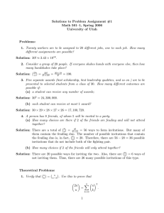Solutions to Problem Assignment #1 Math 501–1, Spring 2006 University of Utah Problems: