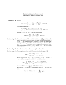 Partial Solutions to Homework 3 Mathematics 5010–1, Summer 2009