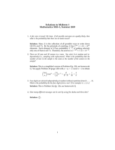 Solutions to Midterm 1 Mathematics 5010–1, Summer 2009