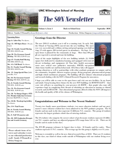 The SON Newsletter UNC Wilmington School of Nursing Greetings from the Director