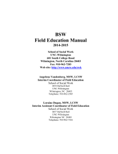BSW Field Education Manual 2014-2015