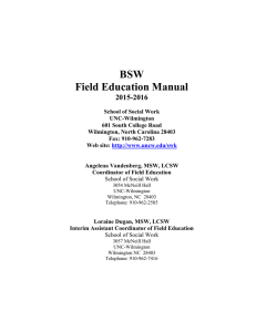 BSW Field Education Manual 2015-2016