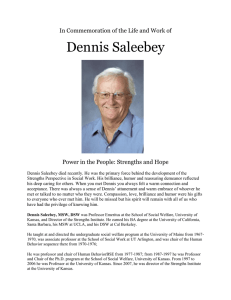 Dennis Saleebey In Commemoration of the Life and Work of