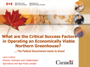 What are the Critical Success Factors in Operating an Economically Viable …