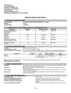 Material Safety Data Sheet 1. PRODUCT IDENTIFICATION