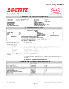 Material Safety Data Sheet  1.  PRODUCT AND COMPANY IDENTIFICATION Revision Number: