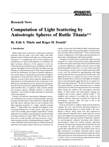 Computation of Light Scattering by Anisotropic Spheres of Rutile Titania** Research News