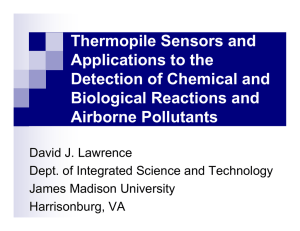 Thermopile Sensors and Applications to the Detection of Chemical and Biological Reactions and