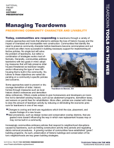 Managing Teardowns  TEARDOWN T