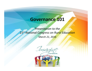 Governance 101 Presentation to the  21 National Congress on Rural Education