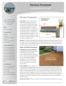 Pervious Pavement Controlling water runoff  BMP