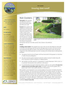 Rain Gardens Ensuring clean runoff  BMP