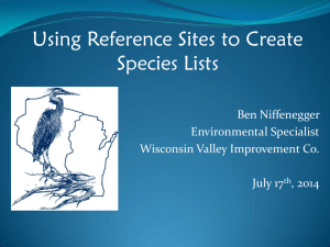 Using Reference Sites to Create Species Lists  Ben Niffenegger