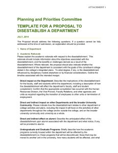 Planning and Priorities Committee TEMPLATE FOR A PROPOSAL TO DISESTABLISH A DEPARTMENT