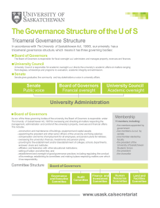 The Governance Structure of the U of S  Tricameral Governance Structure