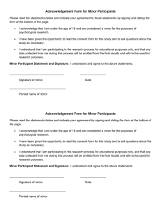 Acknowledgement Form for Minor Participants