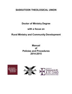 SASKATOON THEOLOGICAL UNION  Doctor of Ministry Degree with a focus on