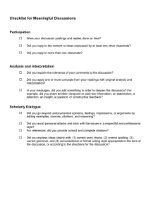 Checklist for Meaningful Discussions Participation
