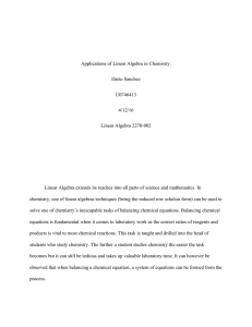 Applications of Linear Algebra in Chemistry. Dario Sanchez U0746413