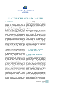 EUROSYSTEM OVERSIGHT POLICY FR AME WOR K
