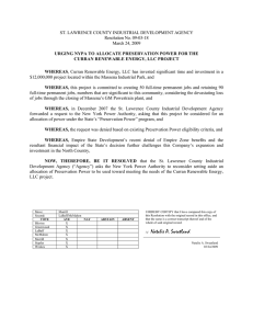 ST. LAWRENCE COUNTY INDUSTRIAL DEVELOPMENT AGENCY Resolution No. 09-03-18 March 24, 2009