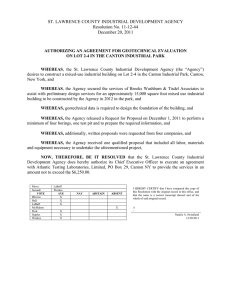 ST. LAWRENCE COUNTY INDUSTRIAL DEVELOPMENT AGENCY Resolution No. 11-12-44 December 20, 2011