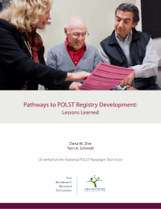 Pathways to POLST Registry Development: Lessons Learned Dana M. Zive Terri A. Schmidt