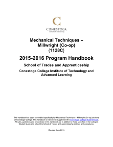 2015-2016 Program Handbook  Mechanical Techniques – Millwright (Co-op)