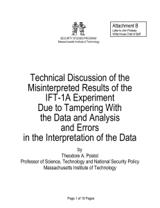 Technical Discussion of the Misinterpreted Results of the IFT-1A Experiment