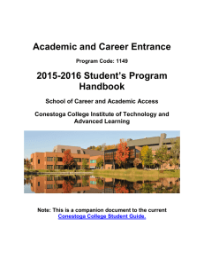 Academic and Career Entrance 2015-2016 Student’s Program Handbook